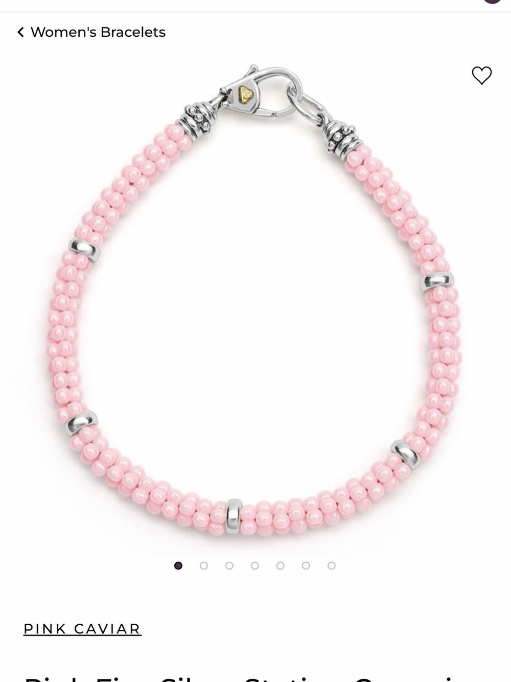 Pink Five Silver Station Ceramic Bracelet - Pink Caviar - Picture 2 of 5